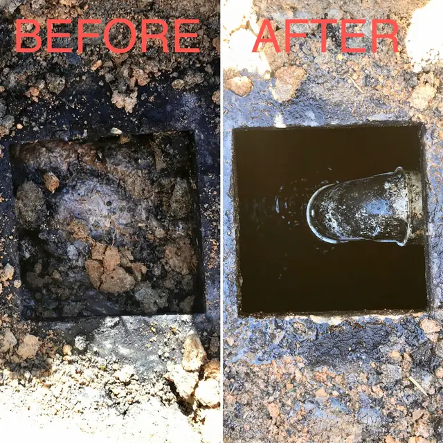 Before and after septic cleaning